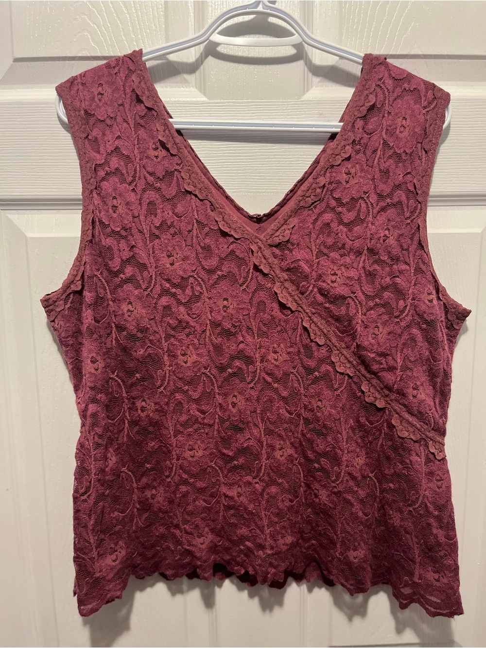 Vintage Y2K Tank Top Lace Sleeveless Fairy Grunge Whimsigoth Pink V-Neck Large